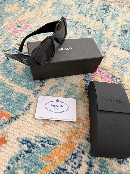 Prada Matte Black Rectangular Sunglasses main image 7